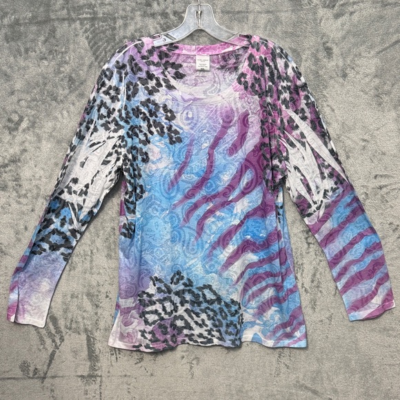 Laura Ashley Tops - Laura Ashley Active 2XL Purple and Blue Patterned Long Sleeve Top lightweight